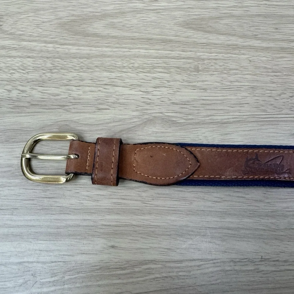 World Wide Sportsman Belt Men's Size 32 Mahi Mahi Dolphin Fish Brown Leather USA